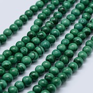 Natural Malachite Beads Strands, Grade AB, Round, 8mm, Hole: 0.7mm, about 48pcs/strand, 15.5 inch(39.5cm)(G-F571-27AB1-8mm)
