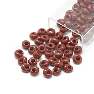 TOHO Japanese Fringe Seed Beads, Opaque Glass Round Hole Rocailles Seed Beads, Saddle Brown, 6x5.5~5.8mm, Hole: 2mm, about 33pcs/10g(X-SEED-R039-01-MA46L)