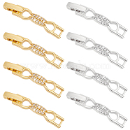 PandaHall Elite 8Pcs 2 Colors Bowknot Rack Plating Brass Micro Pave Clear Cubic Zirconia Watch Band Clasps, Cadmium Free & Lead Free, Long-Lasting Plated, Mixed Color, 33x5.5x4mm, Hole: 3x3mm, 4pcs/color(ZIRC-PH0001-32)
