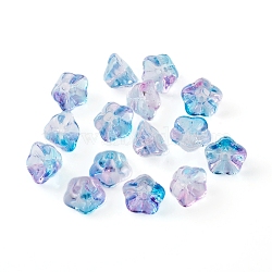 Electroplate Glass Beads, Trumpet Flower, Deep Sky Blue, 8.5x8x5.5mm, Hole: 1mm(EGLA-I012-B02)