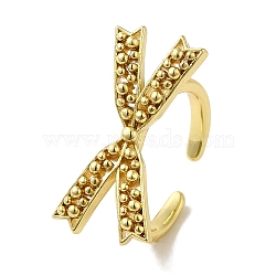 Rack Plating Brass Cuff Rings, Long-Lasting Plated, Lead Free & Cadmium Free, Bowknot, Real 18K Gold Plated, Adjustable(RJEW-H228-15G)