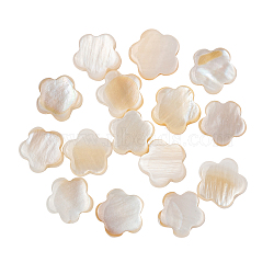 Natural Freshwater Shell Beads, Flower, Seashell Color, 8~9x8~9x2.5mm, Hole: 0.6mm, 30pcs/bag(SHEL-CJ0001-17)