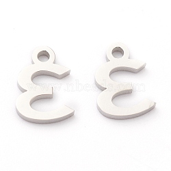 304 Stainless Steel Charms, Greek Alphabet, Stainless Steel Color, Letter.E, 10.5x7.5x1.5mm, Hole: 1.5mm(STAS-G244-01E)