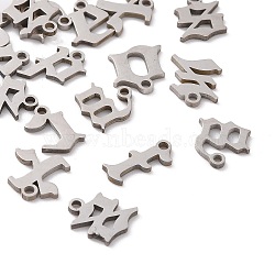 201 Stainless Steel Charms, Laser Cut, Letter, Stainless Steel Color, Random Mixed Letters, 3.5~9x7~12.5x1mm, Hole: 1.2mm(STAS-S105-JA569)