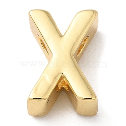 Rack Plating Brass Slide Charms, Cadmium Free & Lead Free, Real 18K Gold Plated, Letter, Letter X, 8x6x3.5mm, Hole: 1.4mm(KK-M254-15G-X)