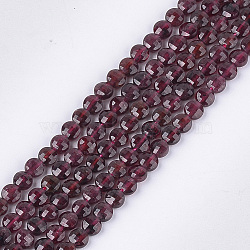 Natural Garnet Beads Strands, Faceted, Flat Round, 4~4.5x2.5~3mm, Hole: 0.8mm; about 88~89pcs/strand, 14.9''~15.1''(G-S354-42A)