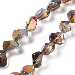 Full Rainbow Plated Electroplate Glass Beads, Polygon, Camel, 15.5~16x15.5x10~10.5mm, Hole: 1mm, about 50~51pcs/strand, 27.95''~29.13''(71~74cm)(EGLA-Q066-FR01)