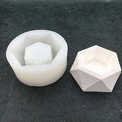 Silicone Molds, Flowerpot Resin Casting Molds, For UV Resin, Epoxy Resin Jewelry Making, Hexagon, White, 75x66x37mm(DIY-F041-20B)