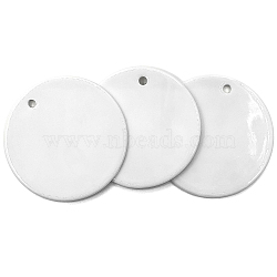 Porcelain Blank Big Pendants, Flat Round, for Craft Jewelry Making, White, 73mm(PORC-PW0001-100)