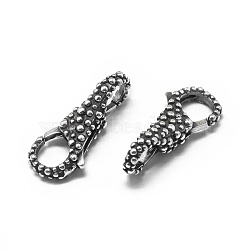 Thai 925 Sterling Silver Lobster Claw Clasps, Antique Silver, 24.5x11x9mm, Hole: 5mm(STER-L057-006AS)