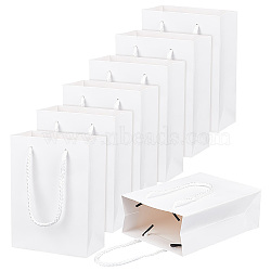 Rectangle Thickened Paper Gift Bags, Shopping Bags, with Handles, White, 12x6x16cm(ABAG-WH0039-22A)