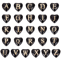 Elite 1 Starnd Handmade Lampwork Beads Strands, with Enamel, Heart with Random Letter, Black, 8x8x4mm, Hole: 0.9mm, about 26pcs/strand, 7.87 inch(20cm)(LAMP-PH0001-27)