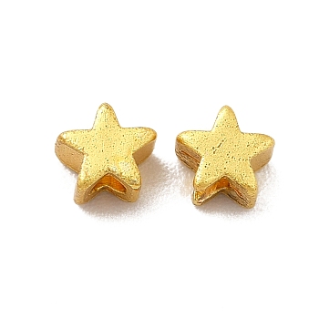 Rack Plating Brass Beads, Long-Lasting Plated, Star, Golden, 3x4x3mm, Hole: 1.2mm