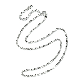304 Stainless Steel Curb Chain Necklace for Men Women, Stainless Steel Color, 15.87 inch(40.3cm)
