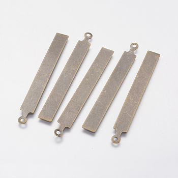 Metal Tags, Brass Stamping Blank Tag Pendants, Rectangle, Antique Bronze, 67x7x0.5mm, Hole: 2mm