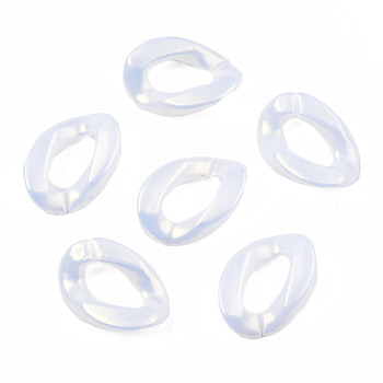 Spray Painted Acrylic Linking Rings, Rubberized Style, Quick Link Connectors, for Curb Chains Making, Twist, Creamy White, 24x17x5mm, Inner Diameter: 13x6.5mm, about 720pcs/500g