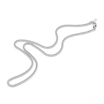 304 Stainless Steel Diamond Cut Cuban Link Chain Necklaces, with Lobster Claw Clasps, Stainless Steel Color, 22.04 inch (56cm)
