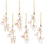 6Pcs 3 Styles Alloy Enamel & Glass Beads Mobile Straps, Bowknot, Pink, 10.8~11.5cm, 2pcs/style(HJEW-SC0001-92)