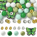 DIY Jewelry Finding Kits, including Silicone Beads & Iron Rhinestone Spacer Beads, Mixed Color, 26x20mm, 5pcs(DIY-YW0011-86)