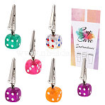 Transparent Acrylic Dice Shape Cigarette Holder, with Iron Clips, Mixed Color, 62x18x20mm, 5pcs/set(FIND-WH0152-574)