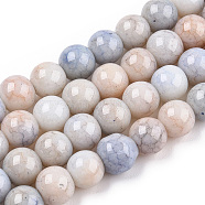 Opaque Crackle Glass Round Beads Strands, Imitation Stones, Round, Blanched Almond, 8~9mm, Hole: 1.5mm, about 104~106pcs/strand, 30.31~31.10 inch(77~79cm)(GLAA-T031-01B)