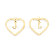 201 Stainless Steel Pendants, Hollow, Heart with Letter A~Z, Real 18K Gold Plated, Letter.J, 29x29.5x1mm, Hole: 2mm, A~Z: 12x8~10.5x1mm(STAS-N090-LA894-J-G)