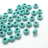 Synthetic Turquoise European Large Hole Beads, Rondelle, 13~14x7~8mm, Hole: 5mm(X-G-Q442-15)