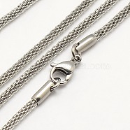 Trendy Men's 304 Stainless Steel Lantern Chain Necklaces, with Lobster Clasps, Stainless Steel Color, 17.7 inch(44.9cm), 3.2mm(NJEW-M071-02)