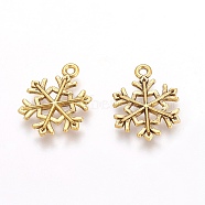 Tibetan Style Alloy Pendants, Lead Free & Cadmium Free, Snowflake, for Christmas, Antique Golden, 21x16x2mm, Hole: 2mm(X-TIBEP-GC114-AG-RS)