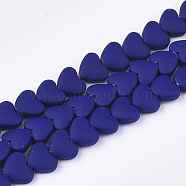 Spray Painted Non-magnetic Synthetic Hematite Beads Strands, Heart, Dark Blue, 5x6x3mm, Hole: 0.5mm, about 75pcs/strand, 15.7 inch(G-T116-05-23)