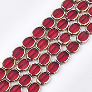 Electroplate Glass Beads Strands, Edge Plated, Oval, Red, 17x14x4.5mm, Hole: 1.2mm, about 20pcs/strand, 12.9 inch(X-EGLA-S188-03E)