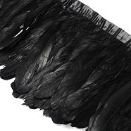 Fashion Goose Feather Cloth Strand Costume Accessories, Black, 100~180x38~62mm, about 2m/bag(FIND-Q040-05K)