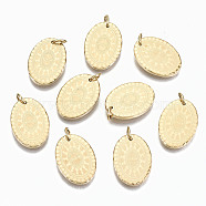 304 Stainless Steel Pendants, with Jump Rings, Oval, Real 14K Gold Plated, 17.5x12.5x2mm, Jump Ring: 5x0.8mm, 3.4mm inner diameter(STAS-S116-018G)