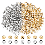 304 Stainless Steel Beads, Hollow Round, Golden & Stainless Steel Color, 4x3.5mm, Hole: 1.6mm, 2 colors, 200pcs/color, 400pcs(STAS-UN0043-34B)