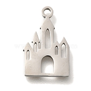 201 Stainless Steel Pendants, Castle Charms, Stainless Steel Color, 17x10.5x1mm, Hole: 1.5mm(STAS-R136-11P)