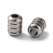 303 Stainless Steel Beads, Grooved Column, Stainless Steel Color, 8x8.2mm, Hole: 3.2mm(STAS-Q302-27B-P)