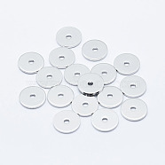 Brass Spacer Beads, Long-Lasting Plated, Nickel Free, Flat Round, Real Platinum Plated, 10x1mm, Hole: 1.4mm(KK-G331-01P-NF)