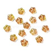 Transparent Glass Beads, Plum Blossom Flower, Dark Orange, 12.5x13x5.5mm, Hole: 1.2mm(GLAA-F116-02D)