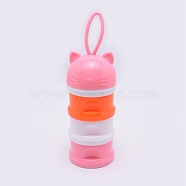 PP Plastic Pet Portable Three Layer Snacks Box, Water Drinking Bottle Outdoor, with Silicone, Pink, 25x7.5cm(AJEW-WH0126-75D)