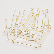 Iron Eye Pins, Double Sided Eye Pins, Cadmium Free & Lead Free, Golden, 30x0.4mm, Hole: 1.8mm, Head: 3mm(X-IFIN-S126-01D-G)