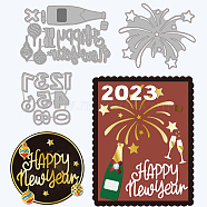 3Pcs 3 Styles Carbon Steel Cutting Dies Stencils, for DIY Scrapbooking, Photo Album, Decorative Embossing Paper Card, Stainless Steel Color, Matte Style, Word Happy New Year, Elements of Spring Festival, 7.8~9.7x7.3~11.3x0.08cm, 1pc/style(DIY-WH0309-536)