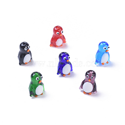 Handmade Lampwork Beads, Cartoon Penguin, Mixed Color, 19.5x16.5x14mm, Hole: 1.8mm(LAMP-I020-20)