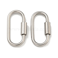 Non-Tarnish 304 Stainless Steel Screw Carabiner Lock Charms, for Necklaces Making, Oval, 25x12x2mm(STAS-C092-01A-P)