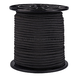 50M Nylon Braided Cords, Round, Black, 6mm, about 54.68 Yards(50m)/Roll(NWIR-WH0020-02B)