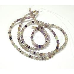 Natural Purple Fluorite Round Bead Strands, 8mm, Hole: 1mm, about 49pcs/strand, 15.7 inch(G-P070-62-8mm)