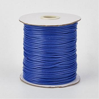 Eco-Friendly Korean Waxed Polyester Cord, Blue, 3mm, about 41.01~41.56 Yards(37.5~38m)/Roll