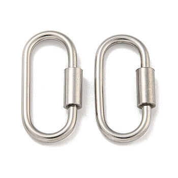 304 Stainless Steel Screw Carabiner Lock Charms, for Necklaces Making, Oval, 25x12x2mm