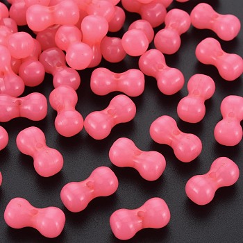 Imitation Jelly Acrylic Beads, Bone Shapes, Hot Pink, 9x17.5x8.5mm, Hole: 1.8mm, about 600pcs/500g