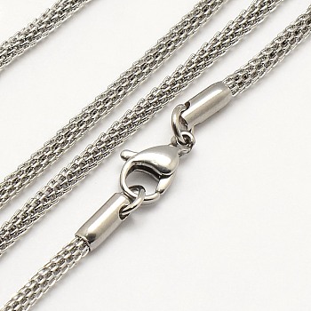 Trendy Men's 304 Stainless Steel Lantern Chain Necklaces, with Lobster Clasps, Stainless Steel Color, 17.7 inch(44.9cm), 3.2mm