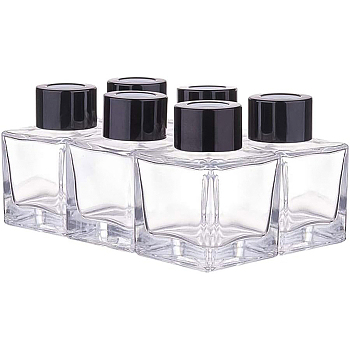 BENECREAT 50ML Aromatherapy Bottle, Car Glass Perfume Bottle, Volatile Bottle, Square, Black, 5x5x7cm, Capacity: 50ml, 6pcs/box